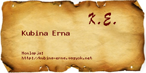 Kubina Erna névjegykártya